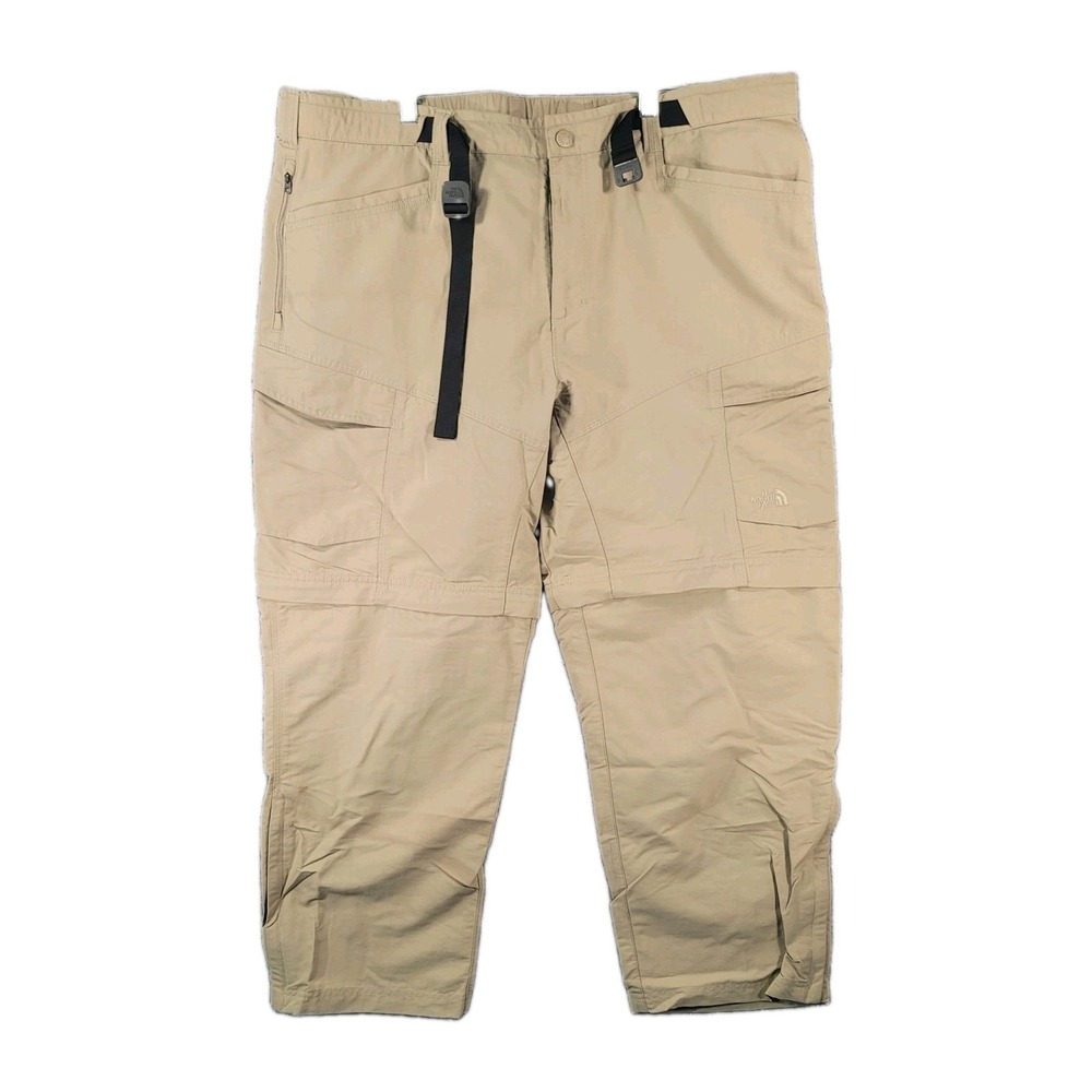 The North Face Paramount Peak Convertible Pants Beige Mens 42x29 Cargo Belted